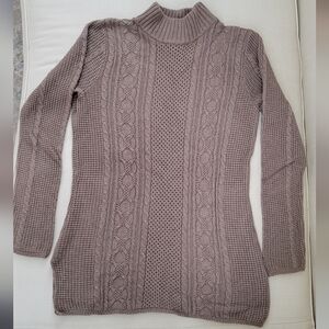 Jeanne Pierre 100% cotton cable knit warm light brown sweater small